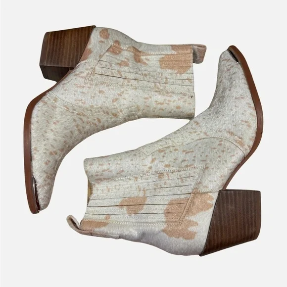 ARIDER GIRL Cowgirl Western Ankle Boots Faux Animal Fur Booties 8 Boho Concert - Picture 2 of 7